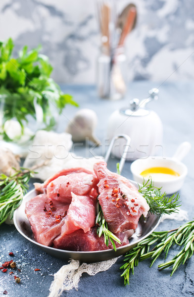 Surowy mięsa oleju przyprawy tabeli żywności Zdjęcia stock © tycoon