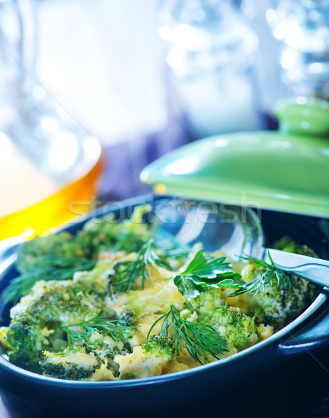 Stockfoto: Gebakken · broccoli · eieren · kom · achtergrond · keuken