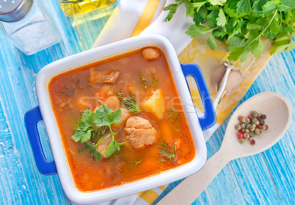 Minestra di fagioli cucina pane cottura carota mangiare Foto d'archivio © tycoon