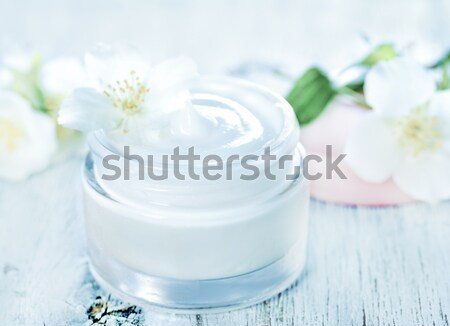 Krém arc fa asztal virág kéz levél Stock fotó © tycoon
