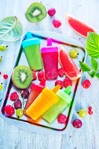Stockfoto: Eigengemaakt · vruchten · icecream · metaal · dienblad · water