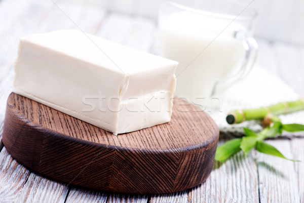Tofu ser stół kuchenny niebieski tablicy czarny Zdjęcia stock © tycoon