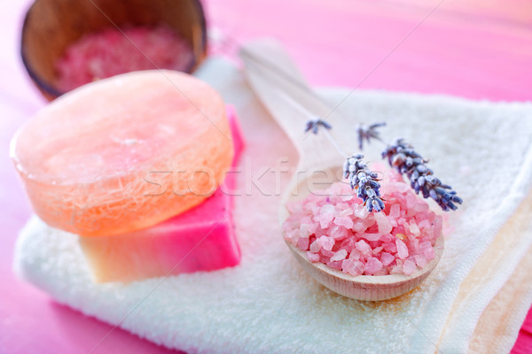 Zeezout spa objecten schoonheid olie badkamer Stockfoto © tycoon