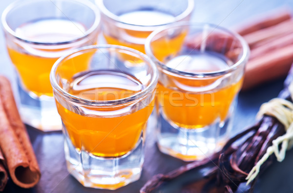 Narancs szeszes ital kicsi szemüveg asztal buli Stock fotó © tycoon