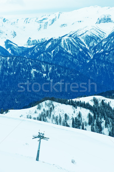 Hegyek tél orosz égbolt erdő sportok Stock fotó © tycoon