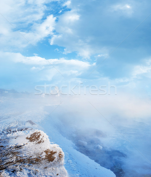 Foto stock: Invierno · cielo · campo · hielo · verde · azul