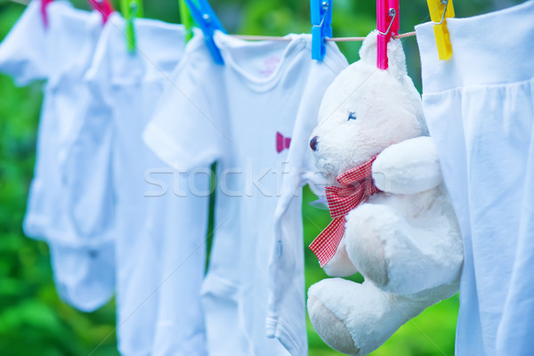 Baba ruházat akasztás vonal kert tavasz Stock fotó © tycoon