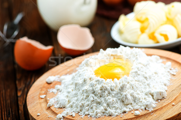 [[stock_photo]]: Beurre · oeufs · fraîches · ingrédients · table