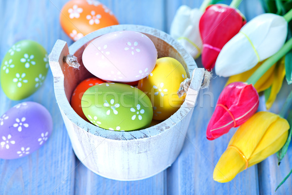 Stok fotoğraf: Paskalya · yumurtası · çiçekler · Paskalya · tablo · bahar · gıda