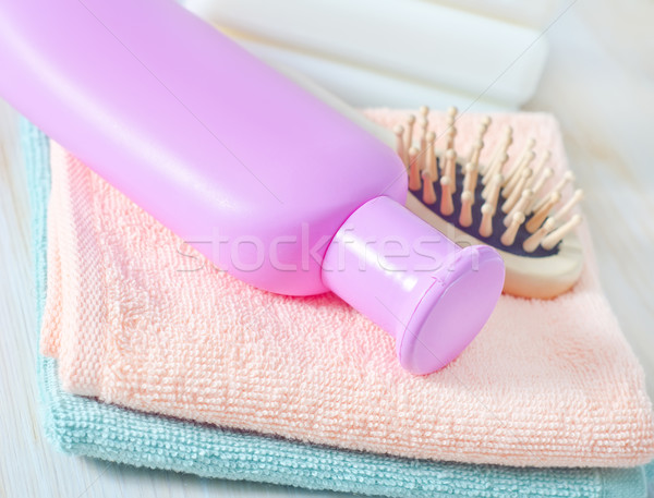 color towels and shampoo Stock photo © tycoon