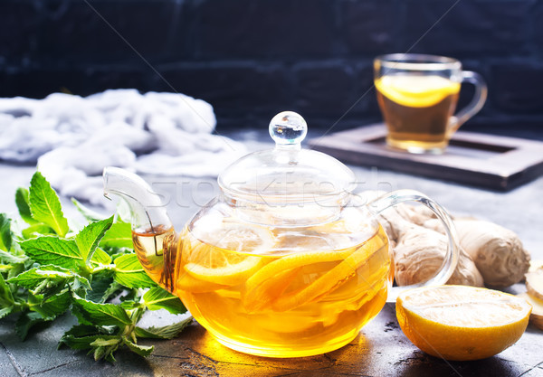 Gingembre menthe thé fraîches table soleil [[stock_photo]] © tycoon