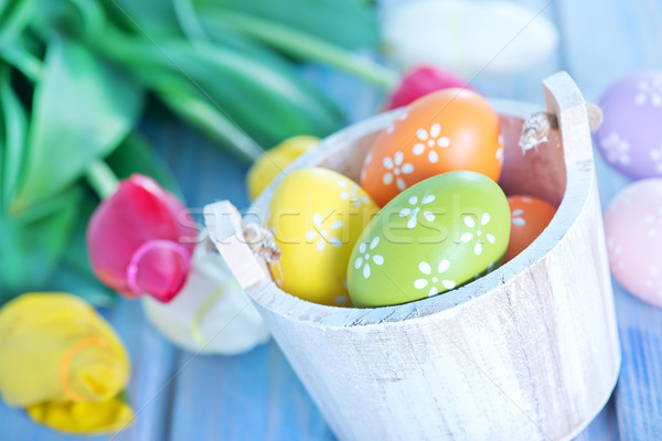Foto d'archivio: Easter · eggs · fiori · tavola · fiore · amore · legno
