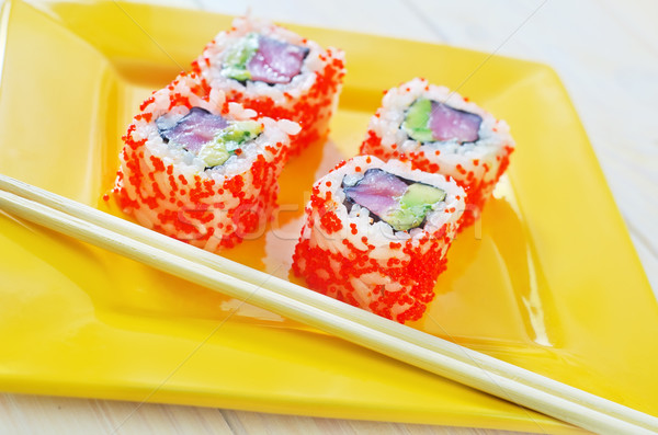 Sushi alimentos huevo cena blanco japonés Foto stock © tycoon
