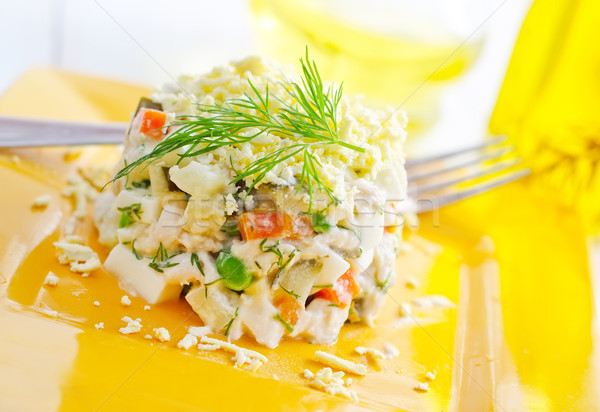 Stock foto: Frischen · Salat · Huhn · gekocht · Gemüse · grünen