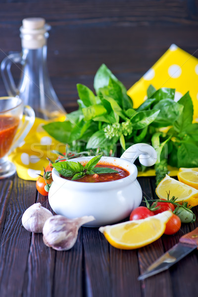 Salsa de tomate albahaca ajo frescos alimentos verano Foto stock © tycoon