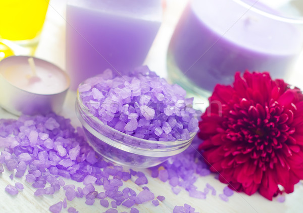 Violette sel de mer spa bougie fleur médicaux Photo stock © tycoon