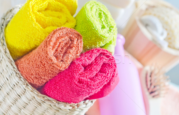 Stockfoto: Kleur · handdoeken · bloem · lichaam · achtergrond · fles