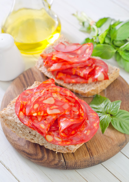 Stock photo: bread with salami