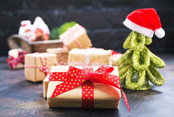 Christmas dekoracji polu obecnej tabeli serca Zdjęcia stock © tycoon