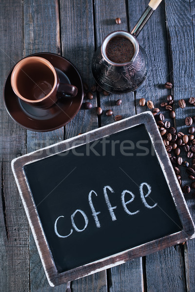 Caffè chicchi di caffè tavolo in legno bere relax bag Foto d'archivio © tycoon