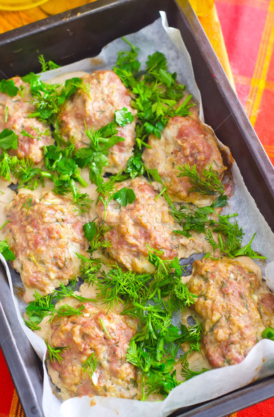 Baked meat balls with the greens Stock photo © tycoon
