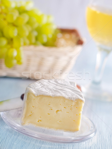 Stockfoto: Camembert · voedsel · vruchten · brood · kaas · plaat