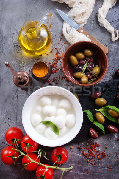 Caprese vers ingrediënten caprese salade tabel achtergrond Stockfoto © tycoon