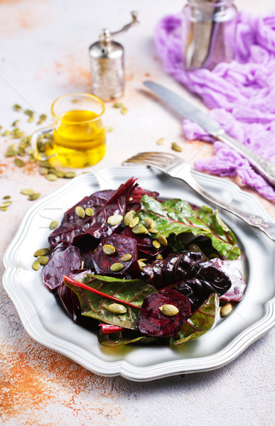 Salata fındık Metal plaka bahar doğa Stok fotoğraf © tycoon
