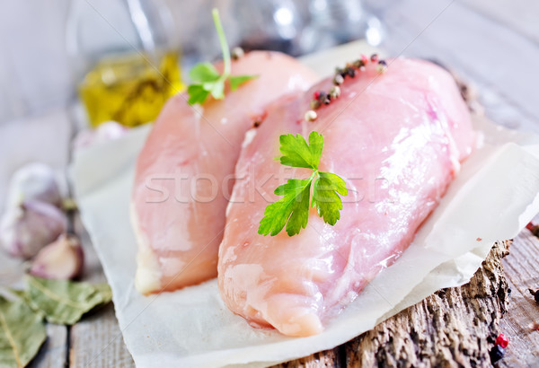 Surowy kurczaka filet pokładzie tabeli strony Zdjęcia stock © tycoon