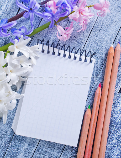 Flores nota primavera madeira natureza caneta Foto stock © tycoon