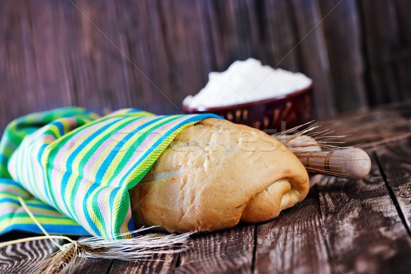 Brood servet tabel natuur veld Blauw Stockfoto © tycoon