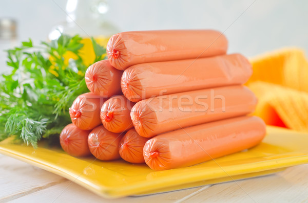 Saucisses alimentaire fond vert dîner viande [[stock_photo]] © tycoon