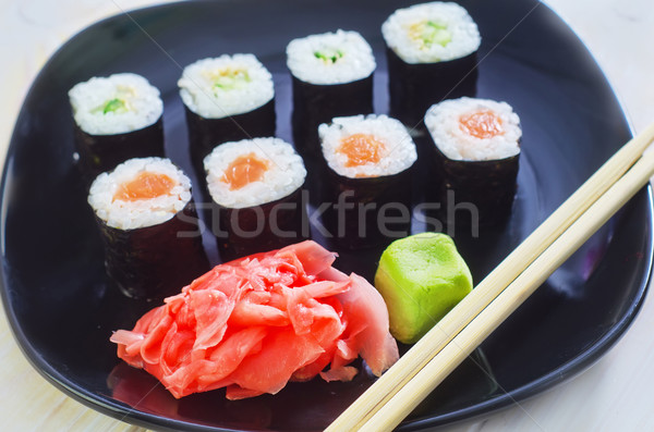 Sushis poissons plaque japonais riz déjeuner [[stock_photo]] © tycoon