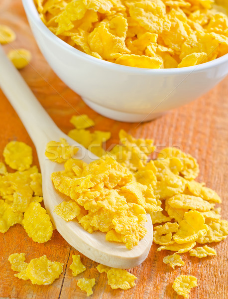 Cornflakes Gesundheit Mais essen Löffel gelb Stock foto © tycoon