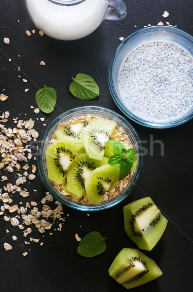 Stock photo: milk with chia seeds