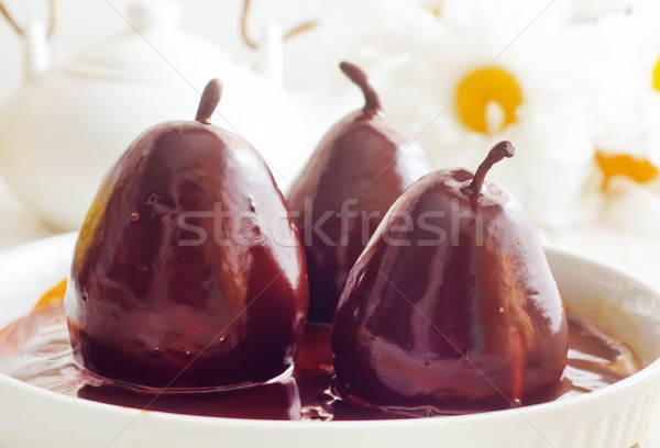 Birne Schokolade süße Speisen Obst Hintergrund Tabelle Stock foto © tycoon