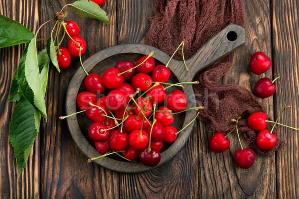 Foto stock: Fresco · cereja · vermelho · tigela · tabela · comida