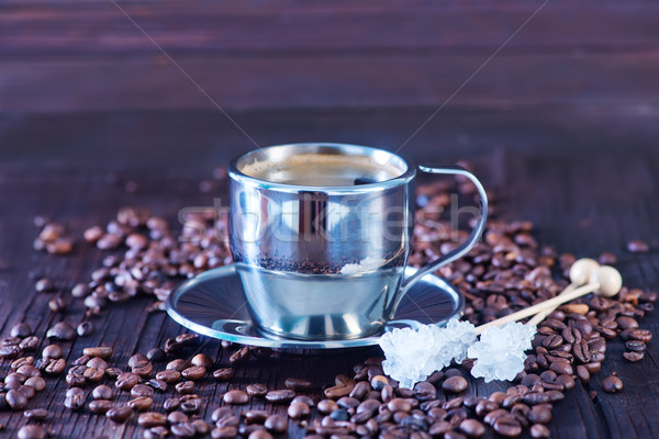 Kawy drewniany stół przestrzeni tabeli pić czarny Zdjęcia stock © tycoon