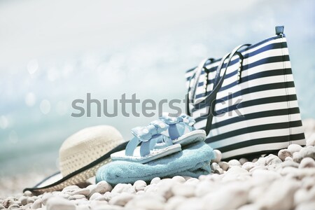 Foto stock: Saco · seis · praia · verão · céu