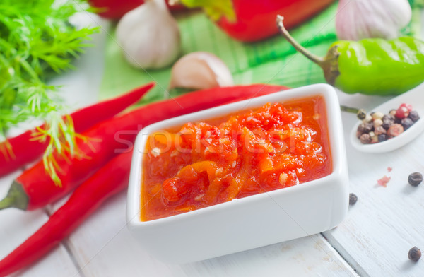 Friss mártás paradicsom chilli paprikák piros Stock fotó © tycoon