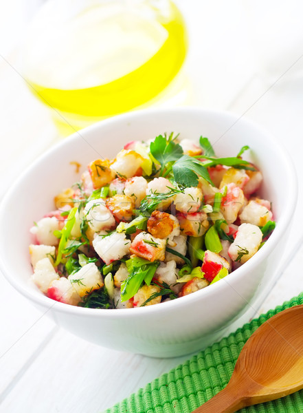 Taze salata deniz ürünleri balık restoran Stok fotoğraf © tycoon