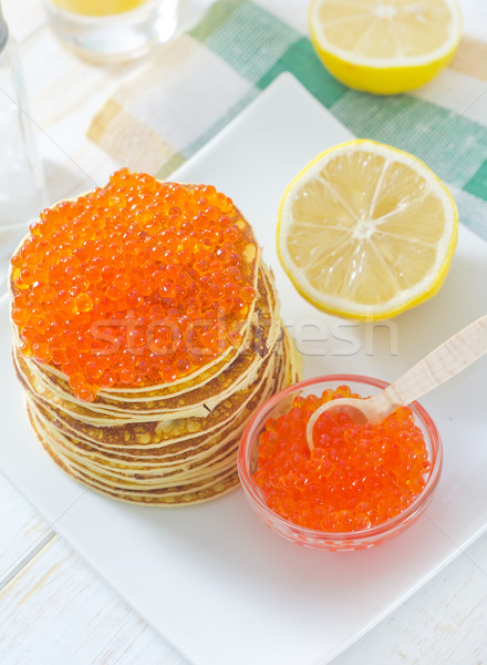 Stock photo: pancakes with caviar