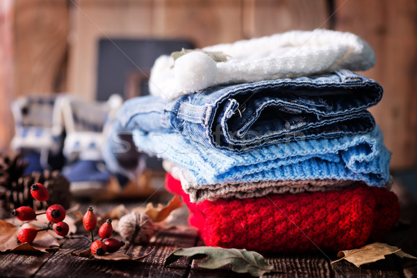 Bébé vêtements table automne homme bois [[stock_photo]] © tycoon