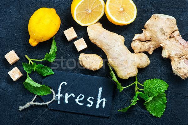 Frescos ingredientes té jengibre limón menta Foto stock © tycoon