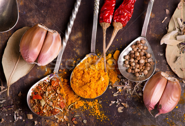 Aroma Spice lepels tabel Rood kleur Stockfoto © tycoon