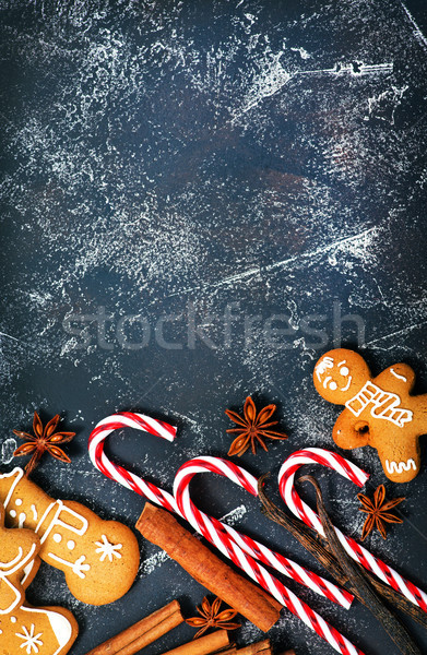 Gingembre cookies Noël table heureux fond Photo stock © tycoon