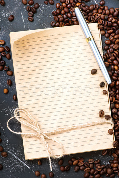 Boabe de cafea nota tabel fundal bucătărie bea Imagine de stoc © tycoon