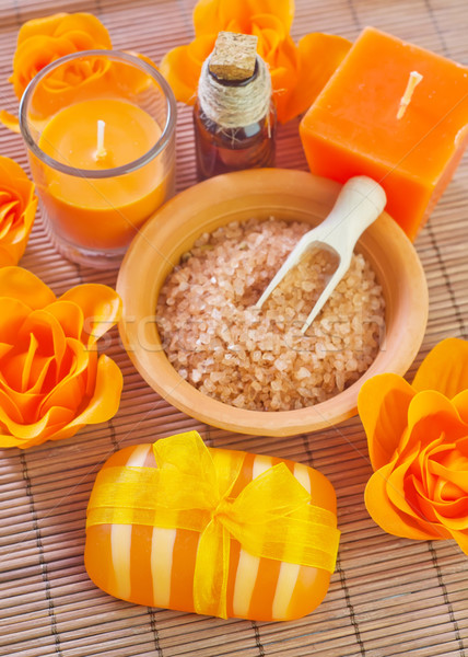 Objets spa feu maison orange bougie [[stock_photo]] © tycoon