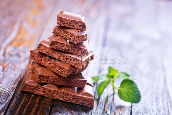 Chocolate tabela doce mesa de madeira comida fundo Foto stock © tycoon