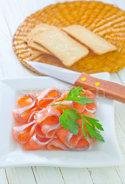 Salmón peces salud rojo cuchillo tenedor Foto stock © tycoon
